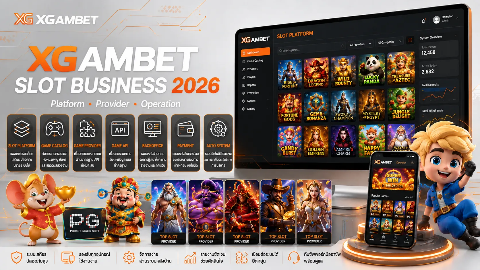 บริการรับเปิดเว็บสล็อต XGAMBET สำหรับ Slot Platform Game Provider Game API และ Backoffice